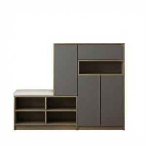 Meuble à chaussures et banc gris multifonction avec étagère…