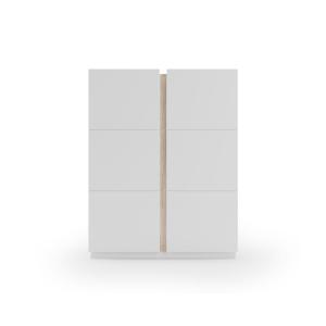 Meuble à chaussures mélaminé blanc, détail chêne clair 122x…