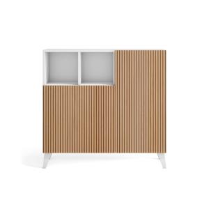 Meuble à chaussures mélamine blanc lattes imprimées chêne 8…