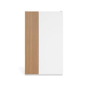 Meuble à chaussures mélaminé blanc porte effet lattes 122x7…