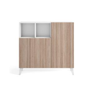 Meuble à chaussures mélamine blanc portes effet lattes clai…