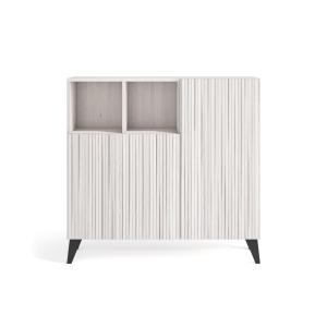 Meuble à chaussures mélamine blanc portes lattes blanc 87x9…
