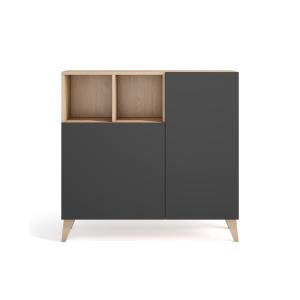 Meuble à chaussures, mélamine chêne clair portes graphite 8…