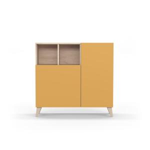 Meuble à chaussures, mélamine chêne clair portes moutarde 8…