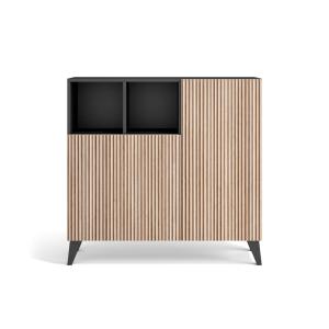 Meuble à chaussures mélamine graphite portes effet lattes c…