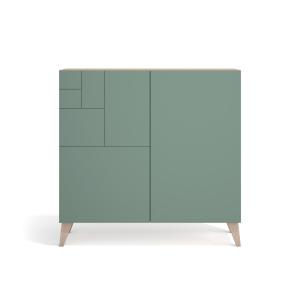 Meuble à chaussures mélamine noyer clair portes vert 87x90x…
