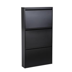 Meuble à chaussures métal noir 3 abattants, 9 paires