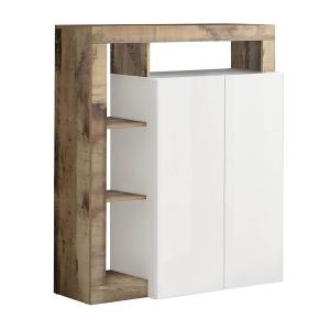 Meuble  bar 2 portes blanc laqué encadrement niches aspect…