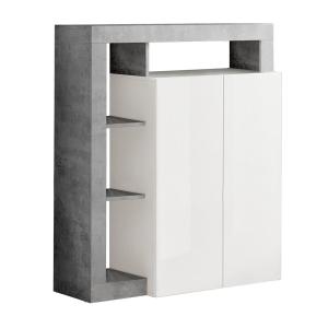 Meuble  bar 2 portes blanc laqué encadrement niches aspect…