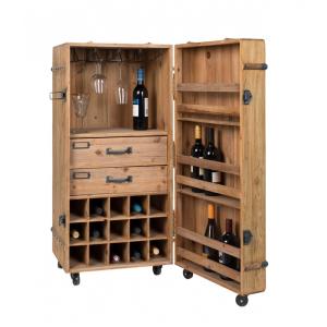 Meuble Bar en bois massif sur roulettes