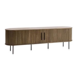 Meuble bas 2 portes 180 cm bois foncé