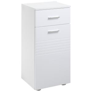 Meuble bas de salle de bain multi-rangements MDF blanc