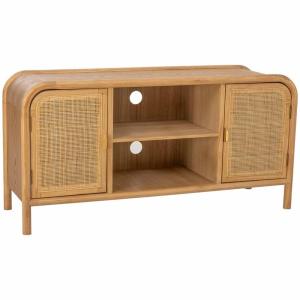 Meuble bas en bois et rotin marron 120x39x60h cm