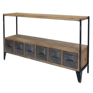 Meuble buffet en bois de sapin marron et zinc gris 133 x 32…