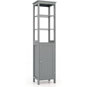 Meuble colonne de salle de bain avec 3 étagères gris 40x32x…