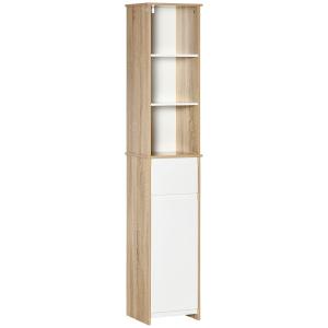 Meuble colonne rangement salle de bain blanc aspect chêne c…
