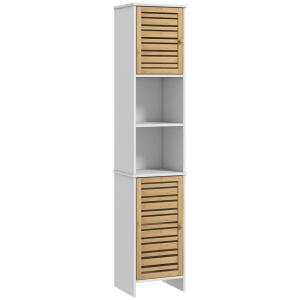 Meuble colonne salle de bain 2 portes étagères niches blanc…