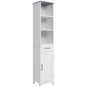 Meuble colonne salle de bain 3 compartiments mdf blanc