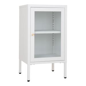 Meuble  d'appoint  1 porte vitrée en métal laqué blanc