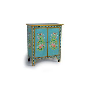 Meuble d'appoint en bois manguier turquoise