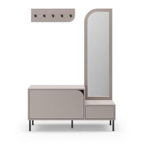 Meuble d'entrée 2 portes avec miroir et portant H172cm - Be…