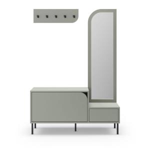 Meuble d'entrée 2 portes avec miroir et portant H172cm - Ve…