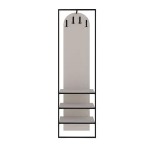 Meuble d'entrée 3 étagères en bois et métal H180cm - Beige…