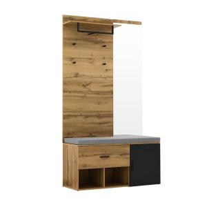 Meuble d’entrée avec miroir, assise et rangements