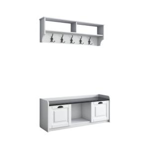 Meuble d'entrée effet bois blanc, gris 120x22h37 cm