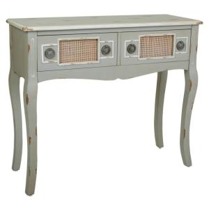 Meuble d'entrée en bois et bambou gris 90x33x77h