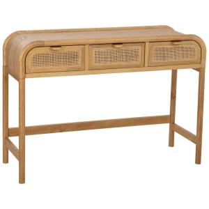 Meuble d'entrée en bois et rotin marron 110x39x78h cm