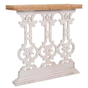 Meuble d'entrée en bois sculpté blanc 81x30x82h