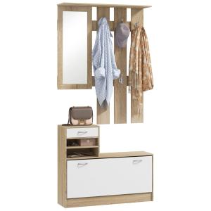 Meuble d'entrée vestiaire panneau porte-manteau bois nature…