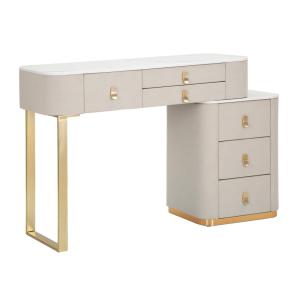 Meuble de chambre en bois et tissu beige avec 6 tiroirs cm…