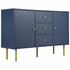 Meuble de cuisine bas bleu sculpté avec rangements et tiroi…