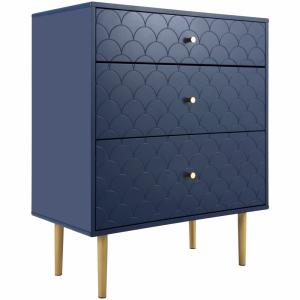 Meuble de présentation bleu à 3 tiroirs