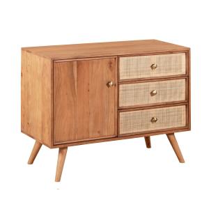 Meuble  de rangement 1 porte 3 tiroirs en acacia finition t…