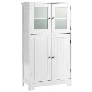 Meuble de rangement 4 portes et verre trempé blanc 60x30x10…