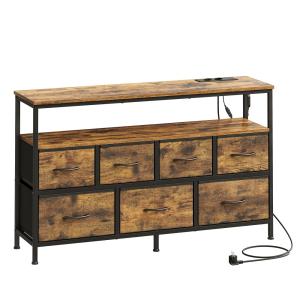 Meuble de rangement avec led réglable et multiprise marron…