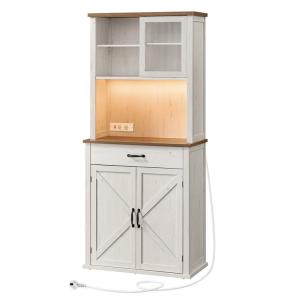 Meuble de rangement avec lumières et chargeur blanc rustiqu…