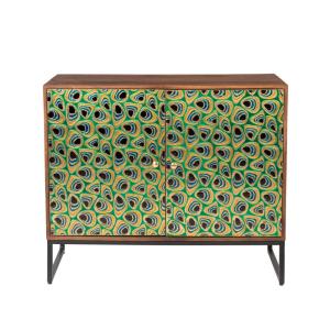 Meuble de rangement en bois avec portes plaquées laiton