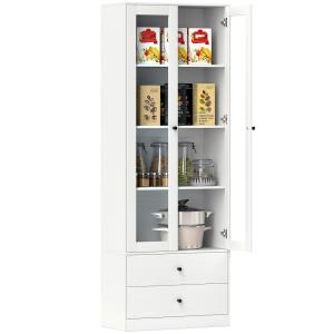 Meuble de rangement étagères réglables portes vitrées 2 tir…