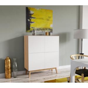 Meuble de rangement HOME 4 portes / Décor Blanc et Chêne Bl…