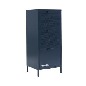 Meuble de rangement métal bleu nuit 3 tiroirs h105cm