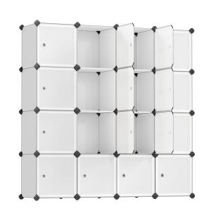 Meuble de rangement modulable 16 cubes avec portes blanc