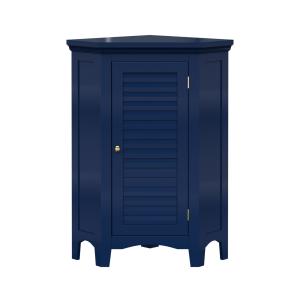 Meuble de rangement sur pied effet bois bleu porte persienne