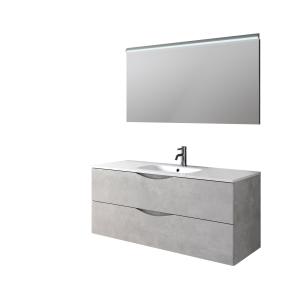 Meuble de salle de bain 3 pièces en mélaminé blanc pierre