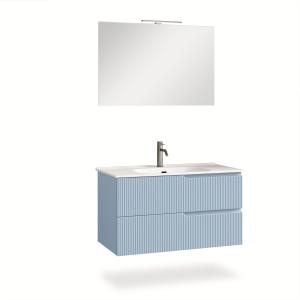 Meuble de salle de bain 4 pièces en MDF bleu Tiffany