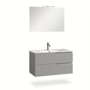 Meuble de salle de bain 4 pièces en MDF gris mat