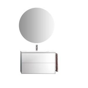 Meuble de salle de bain 4 pièces en mélaminé blanc mat